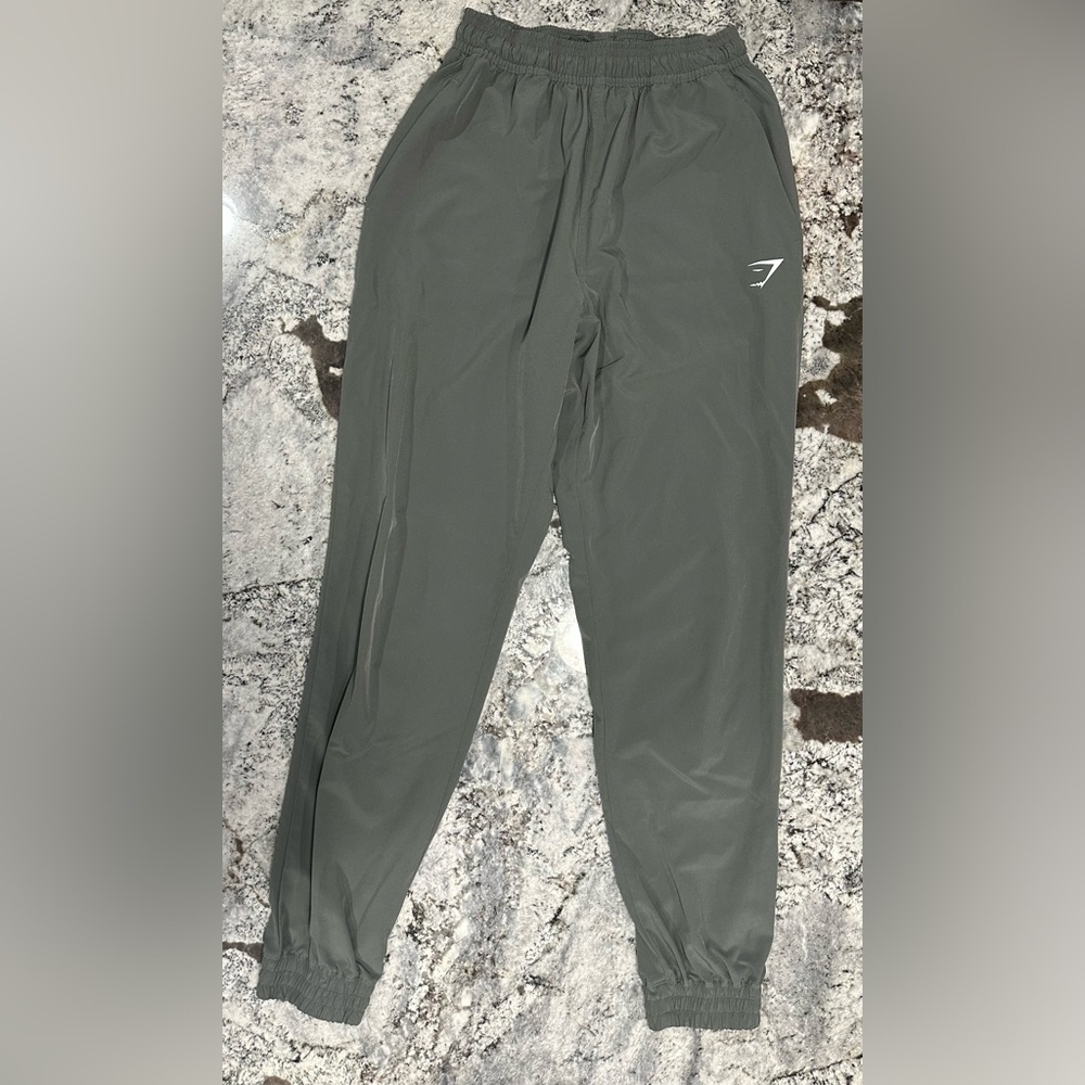 Gymshark Gray Track Pants with Elastic Waistband and Tapered Ankles